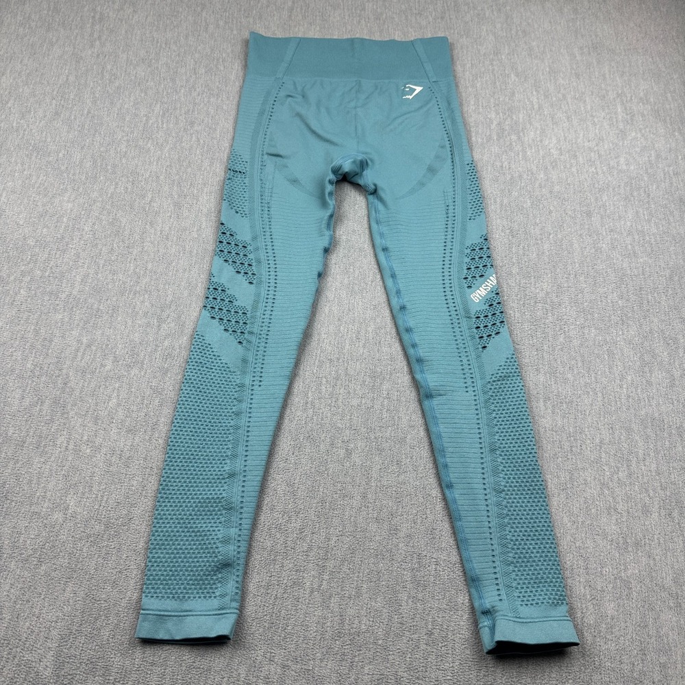 Gymshark Leggings Womens Small Blue Flawless Knit Tight Yoga Training Athletic